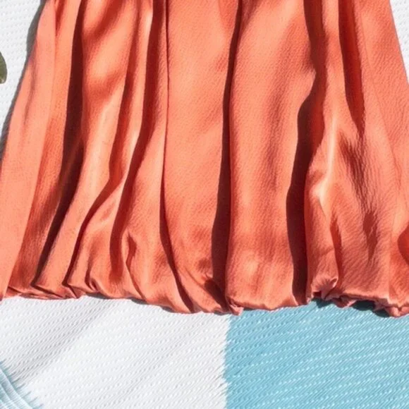 Armani Exchange AX Coral Silk Ruched Bubble/Slip Dress, Size: 4 - Picture 4 of 7